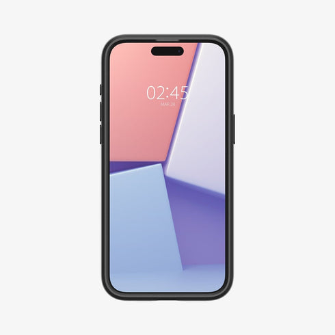 ACS06599 - iPhone 15 Pro Max Case Optik Armor (MagFit) in black showing the back with lens slot open